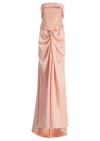 Yuna pink draped satin maxi dress