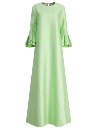 Menthe green textured-jacquard maxi dress
