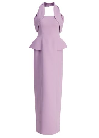 Lilac draped crepe maxi dress