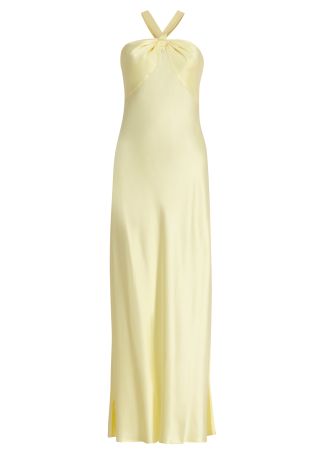 Losanna yellow satin maxi dress