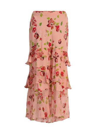 Preslee floral-print silk midi skirt