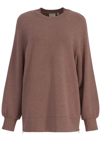 Nicole brown zip-detail stretch-jersey sweatshirt