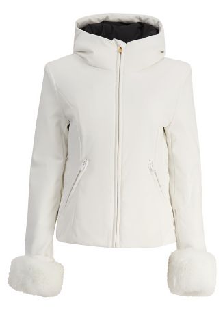 Eleganza white hooded ski jacket