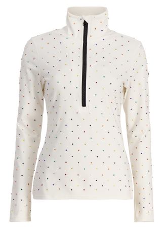 Eclair white crystal-embellished ski top