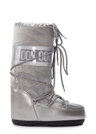 Icon Glance silver logo satin mid-calf snow boots