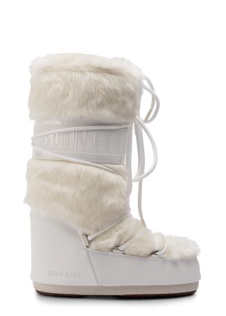 Icon white padded faux fur mid-calf snow boots