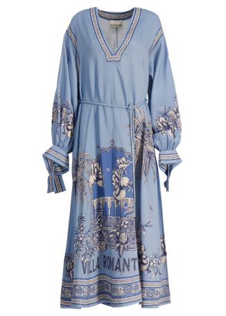 Villa Romantica Holiday printed linen-blend midi dress