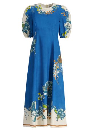 Luda floral-print linen midi dress