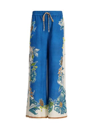 Luda floral-print linen trousers