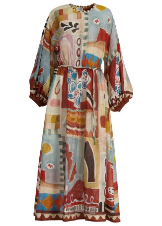 Michelle printed ramie midi dress