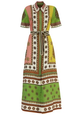 Contina printed linen maxi dress