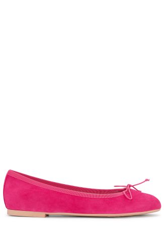 Nicole pink bow-embellished suede ballet flats