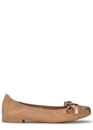 Ami nude bow-embellished leather ballet flats