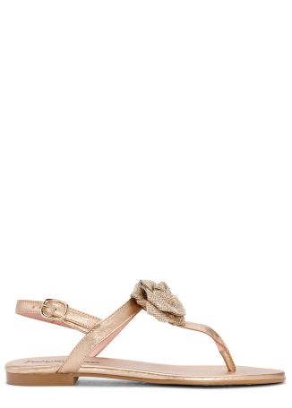 Judy floral-embellished metallic leather sandals