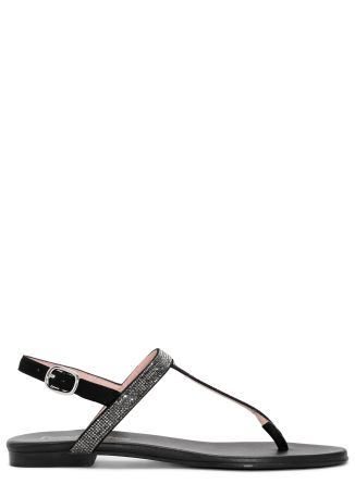 Judy black crystal-embellished leather sandals