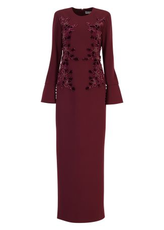 Nero burgundy sequin-embellished gown