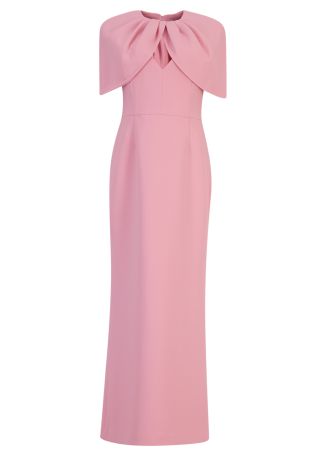 Xena pink cape-effect crepe gown