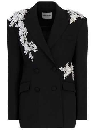 Danna floral-embellished wool-blend blazer