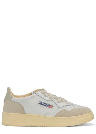 Medalist panelled leather and suede sneakers