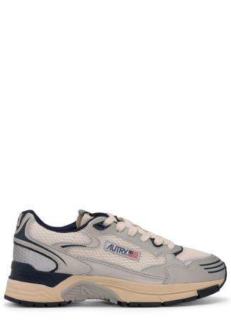 Hyperway panelled mesh and leather sneakers