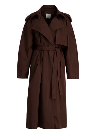 Brown double-breasted silk-blend trench coat