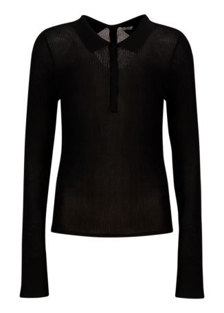 Petit black ribbed-knit top