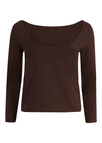 Brown stretch-cotton top