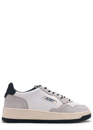 Medalist panelled leather and suede sneakers