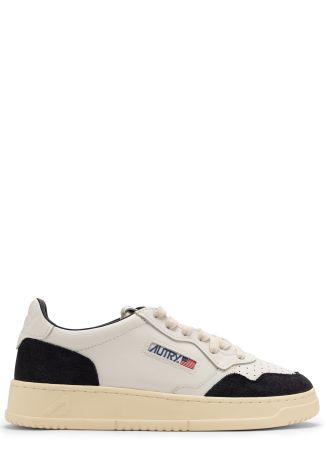 Medalist panelled leather and suede sneakers