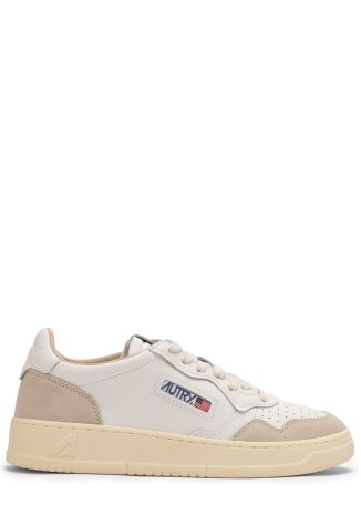 Medalist panelled leather and suede sneakers