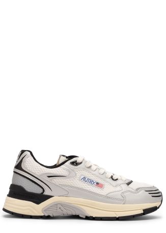 Hyperway panelled mesh and leather sneakers