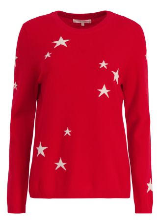 Red star-intarsia wool-blend jumper
