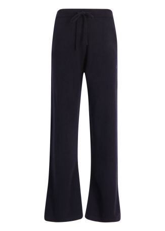 Navy wide-leg cashmere trousers