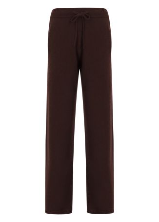 Brown wide-leg cashmere trousers
