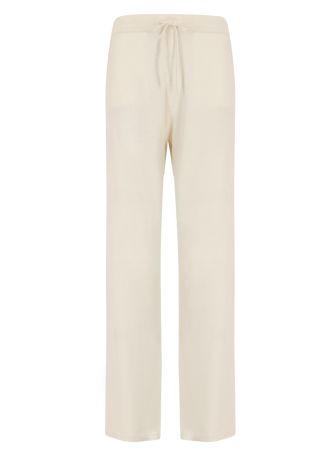 Ivory wide-leg cashmere trousers
