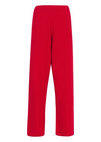 Red wide-leg wool-blend track pants