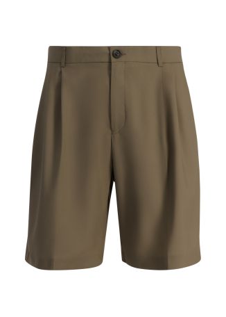 Como brown pleated wool shorts