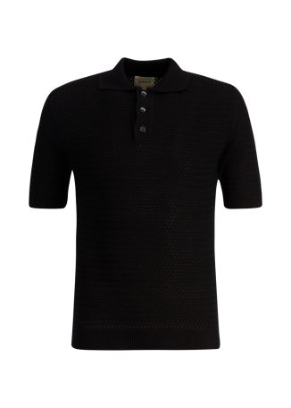 Haring black knitted cotton polo shirt