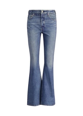 Miramar Dahlia blue flared rayon-blend trousers