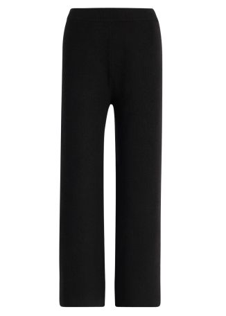 Black wide-leg wool-blend culottes