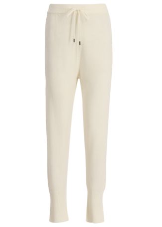 Ivory knitted wool-blend trousers