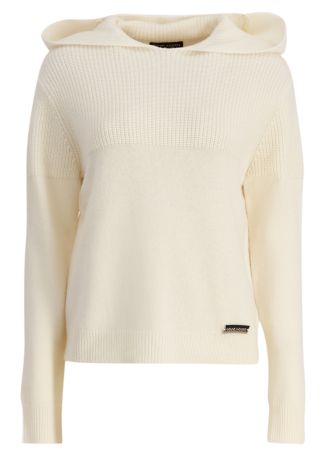 Ivory hooded wool-blend jumper