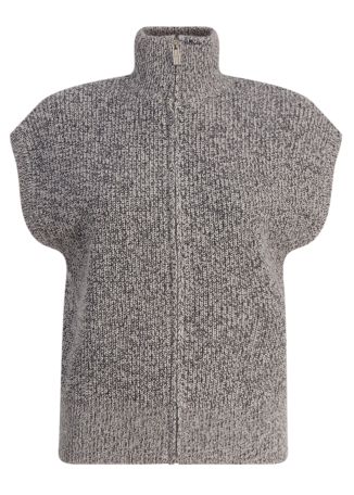 Grey knitted wool-blend top