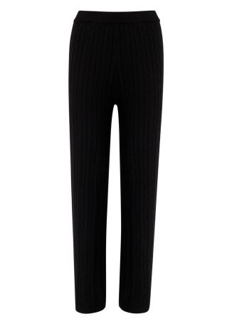 Black cable-knit wool-blend trousers
