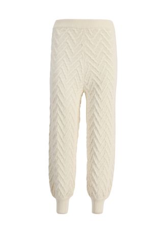 Ivory textured cotton trousers
