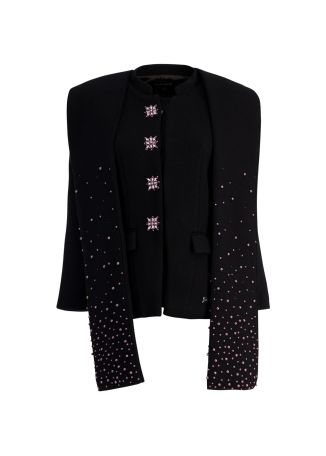 Black crystal-embellished cotton jacket