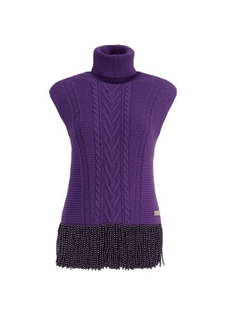 Purple cable-knit cotton top