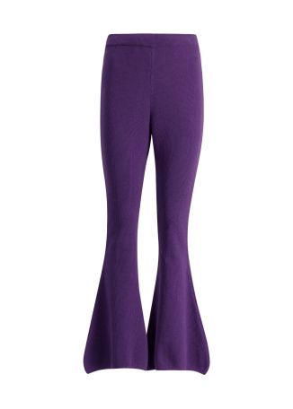 Purple flared-leg cotton trousers
