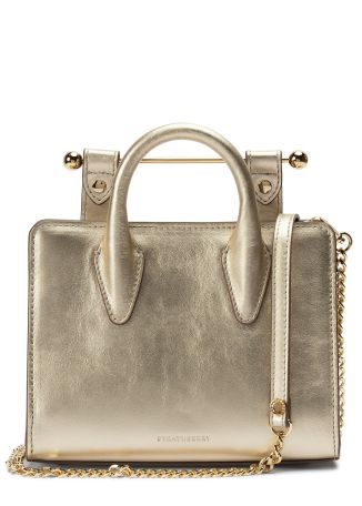 Nano gold metallic leather tote
