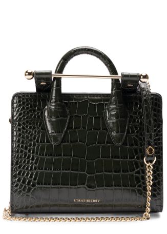 Nano green croc-embossed leather tote
